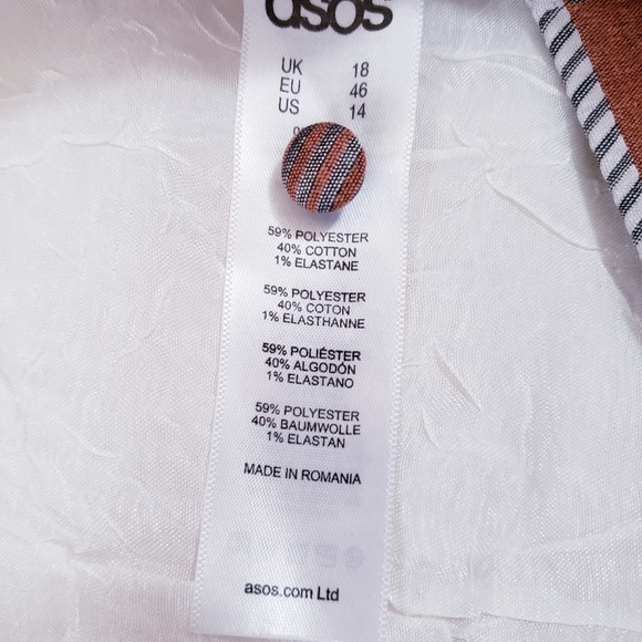 ASOS Brown Cream White Plaid Sleeveless Mini Shift Dress Mid-Century Mod Retro - Picture 10 of 11